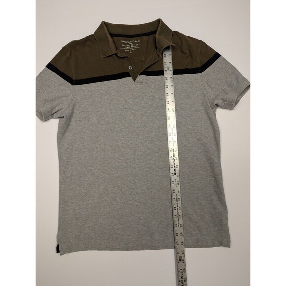 Banana Republic Oraganic Cotton Pique Polo Mens Medium Gray Olive Green - Picture 8 of 12